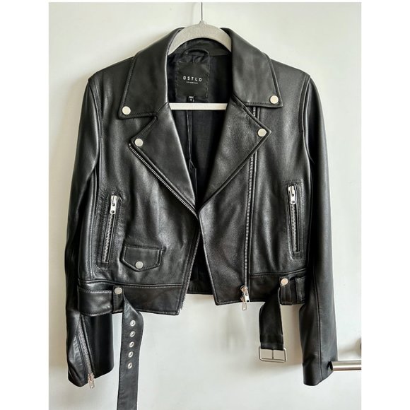 DSTLD Jackets & Blazers - DSTLD NWT Women’s Black Leather Belted Biker Jacket Size Medium